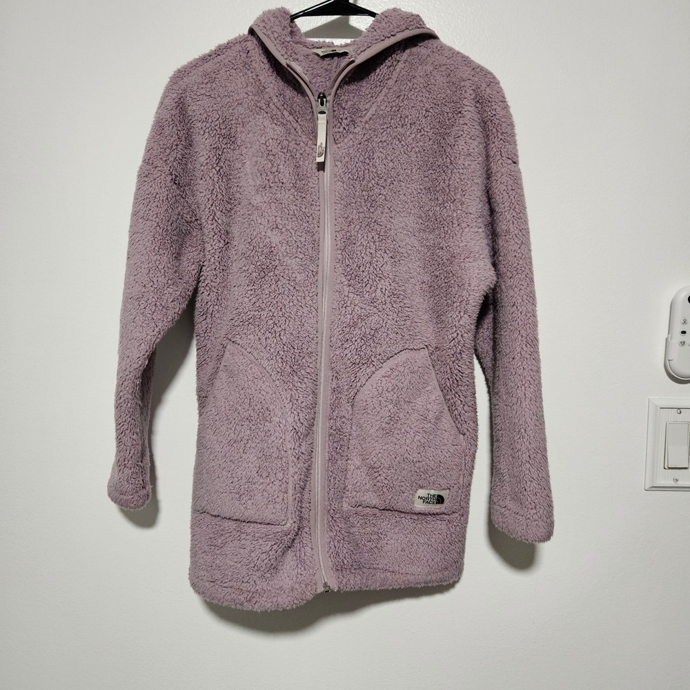The North Face Girls Purple High Pile Fleece Hooded Full Zip Jacket Size L 14/16